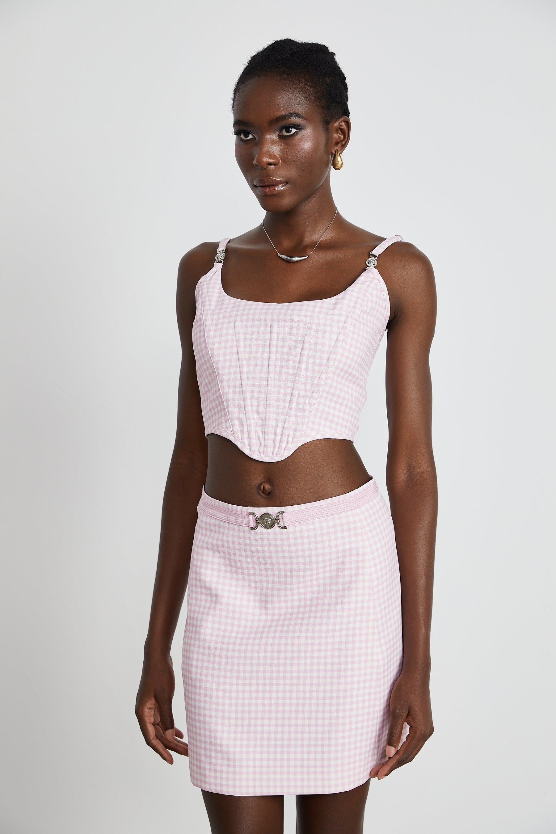 Sandrine ginghamcheck top  skirt matching set