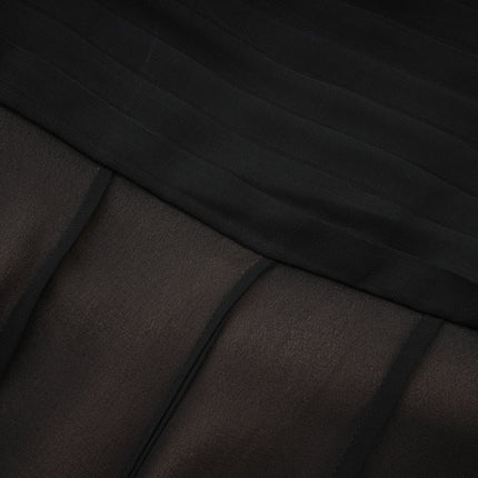 Santa Black Tulle Maxi Skirt with Pleat and Ruched Detailing