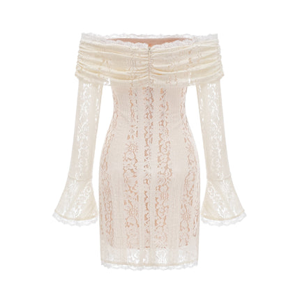 Santa Flared Cuffs Mini Dress in Neutrals