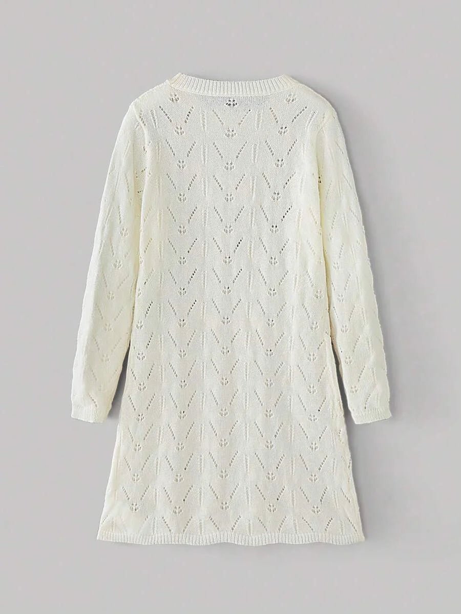 Santa Knitwear Sweater Dress with Intricate Design in Apricot - S