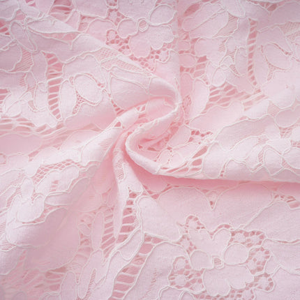 Sara Pink Floral Lace Crystal Bowknot Midi Dress