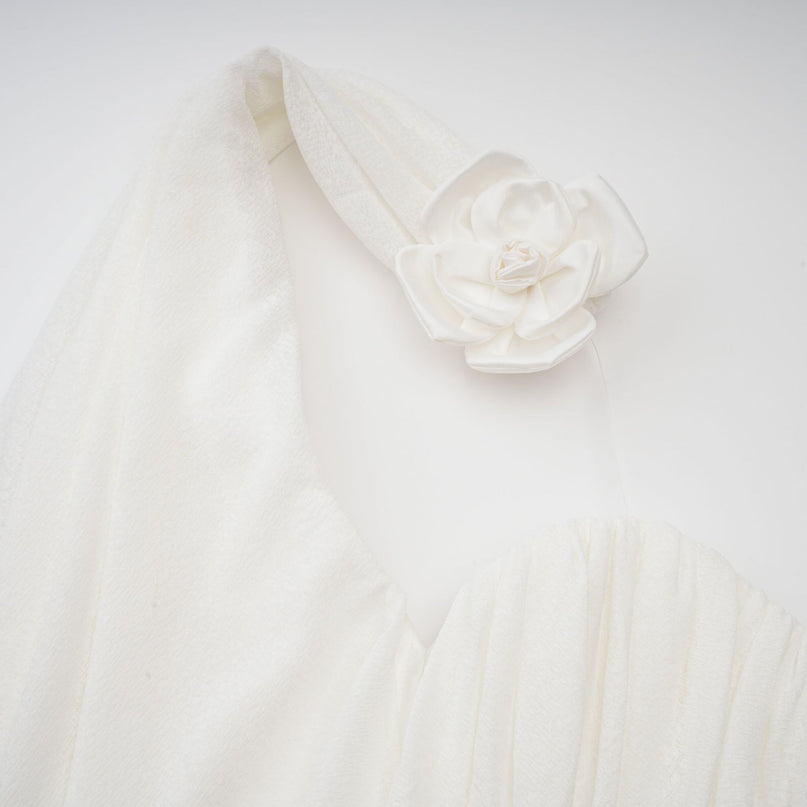 Sarah White Floral-appliqué Halter-neck Top