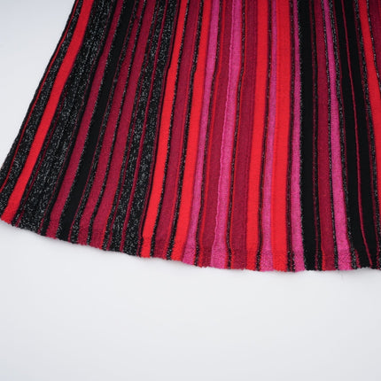 Sarai Red Metallic Knit Glitter Striped Maxi Dress
