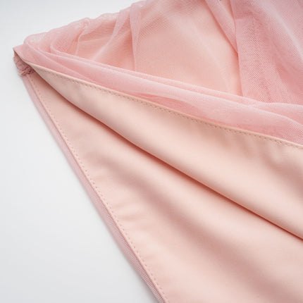 Savannah Pink Long Sleeved Dress with Mesh Bustier and Cinched Waist