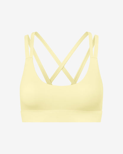 Scoop neck cropped knit sweater - Yellow