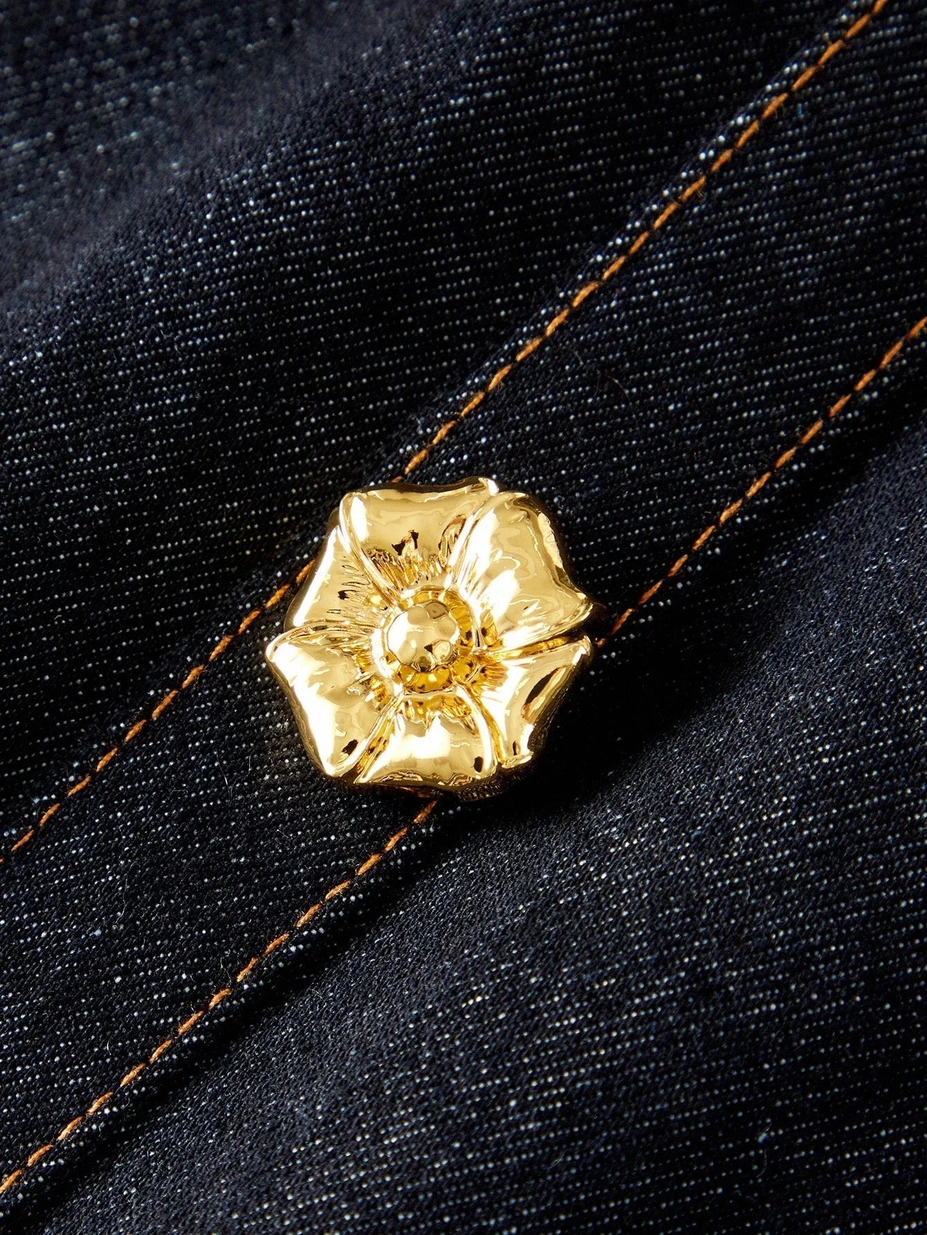 SCOOP NECK METAL DETAIL FLARE HEM DENIM DRESS