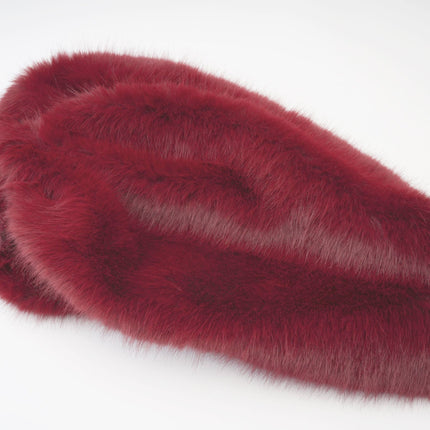 Selena Velvet Strapless Mini Dress in Deep Red with Crystal Embellishments and Faux Fur Collar
