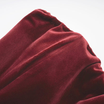 Selena Velvet Strapless Mini Dress in Red with Crystal Embellishments and Faux Fur Collar