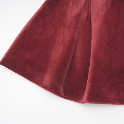 Selena Velvet Strapless Mini Dress in Deep Red with Crystal Embellishments and Faux Fur Collar