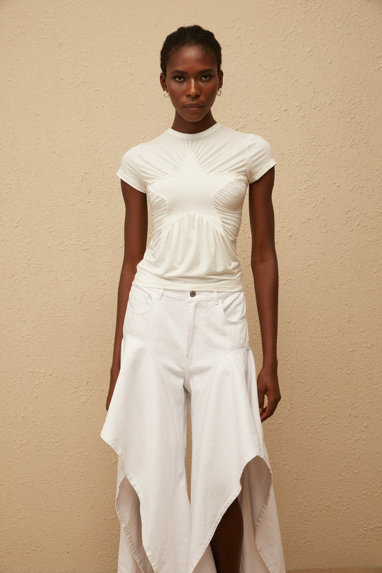 Selma White Star Pattern Tshirt