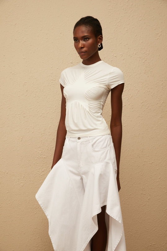 Selma White Star Pattern Tshirt