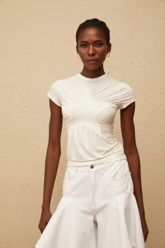 Selma White Star Pattern Tshirt