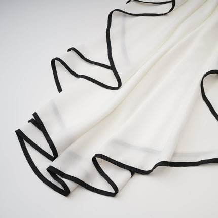 Serafina White Classic Ruffle Sleeve Dress Mock Neck Ruffled Detailing Polyester Cotton Blend