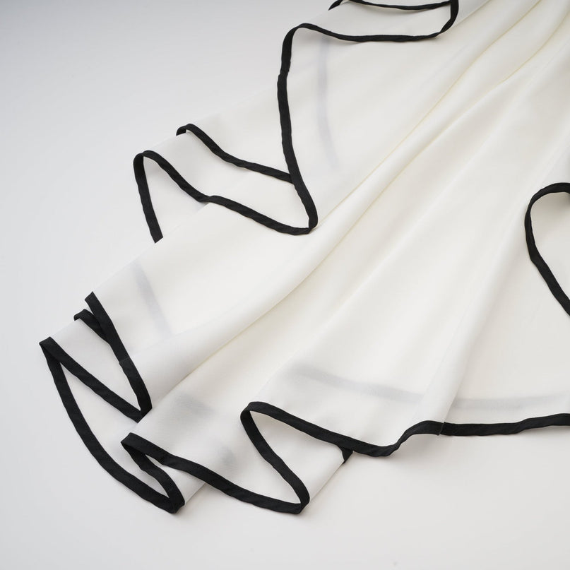 Serafina White Classic Ruffle Sleeve Dress Mock Neck Ruffled Detailing Polyester Cotton Blend