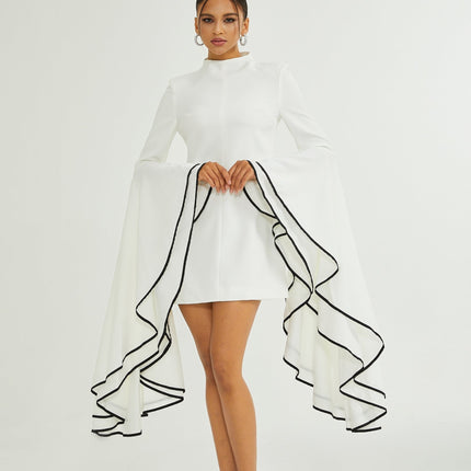 Serafina White Ruffle Sleeve Dress