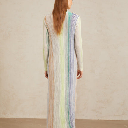 Serelith Green Metallic Knit Long Cardigan for Women