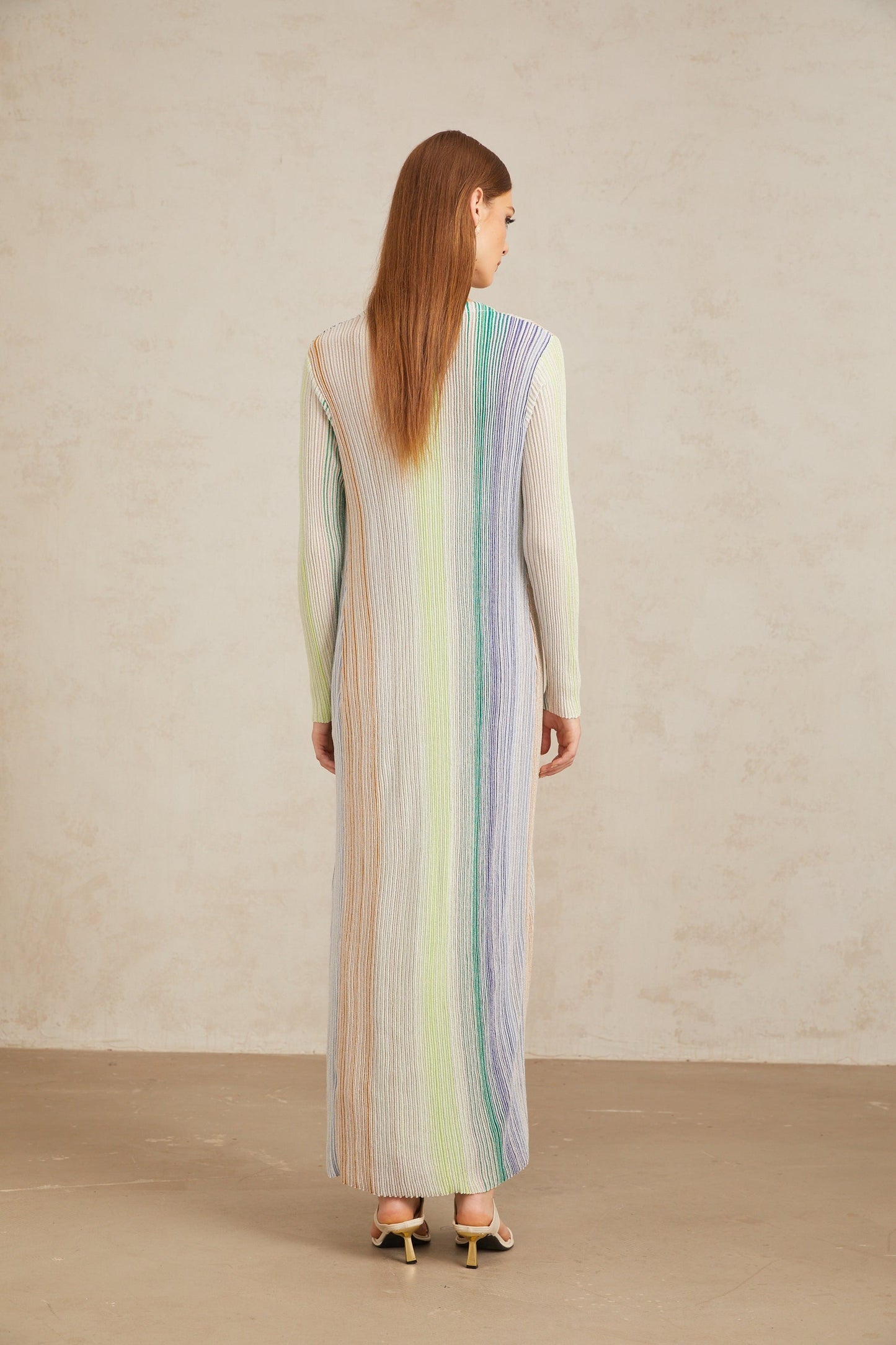 Serelith Green Metallic Knit Long Cardigan