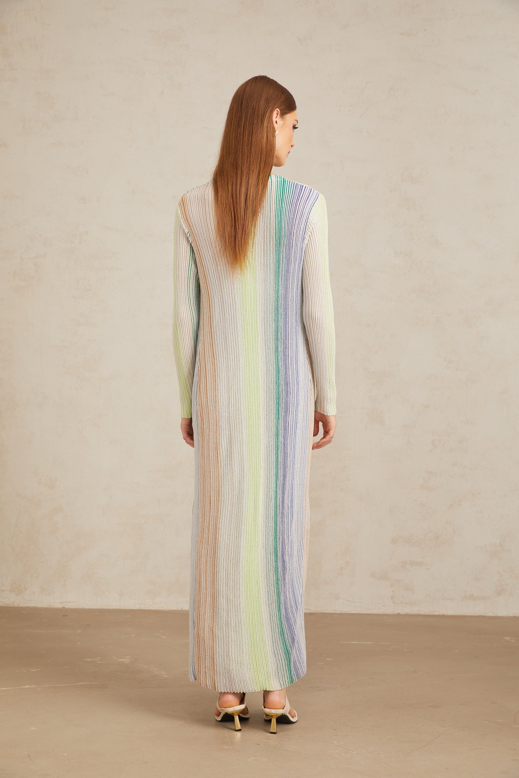 Serelith Green Metallic Knit Long Cardigan