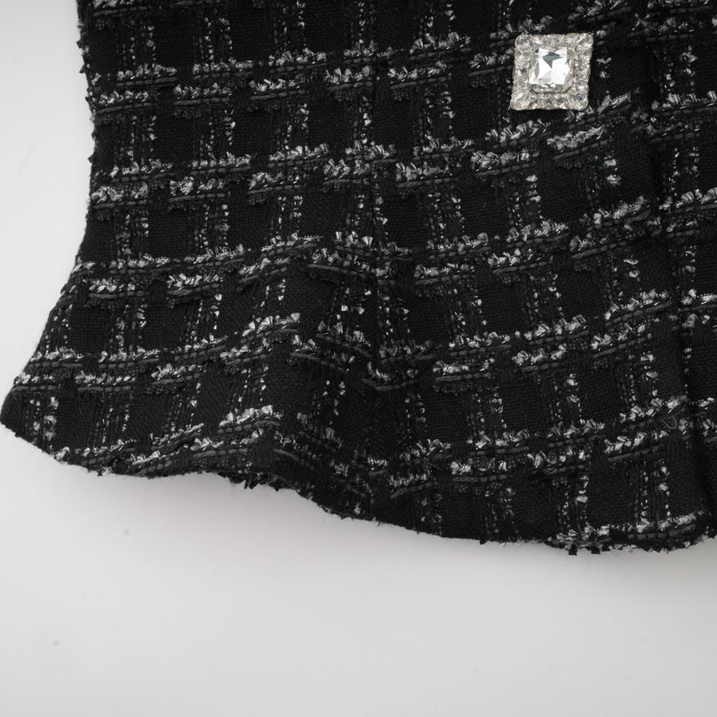 Serena Black Tweed Halterneck Top and Mermaid Skirt Set