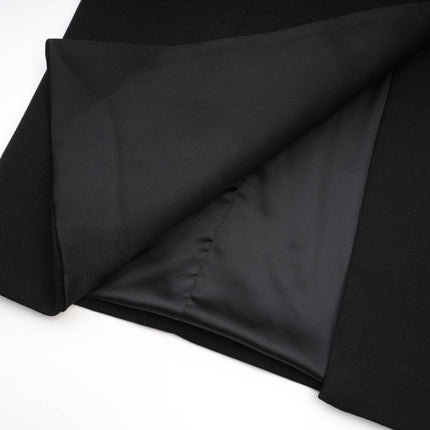 Serenity Black Wool Blend Double-Breasted Coat with Notched Lapels and Flap Pockets