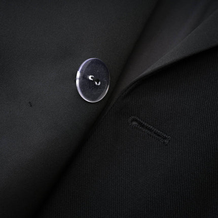 Serenity Black Wool Blend Double-Breasted Coat with Notched Lapels and Flap Pockets
