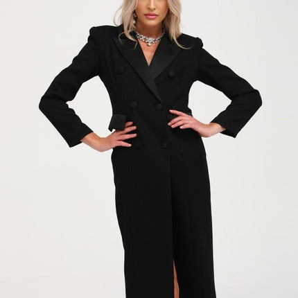 Serenity Black Wool Blend Double-Breasted Coat