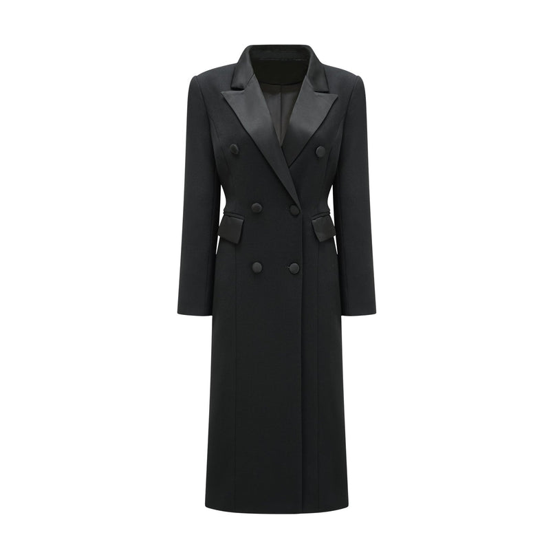 Serenity Black Wool Blend Double-Breasted Coat