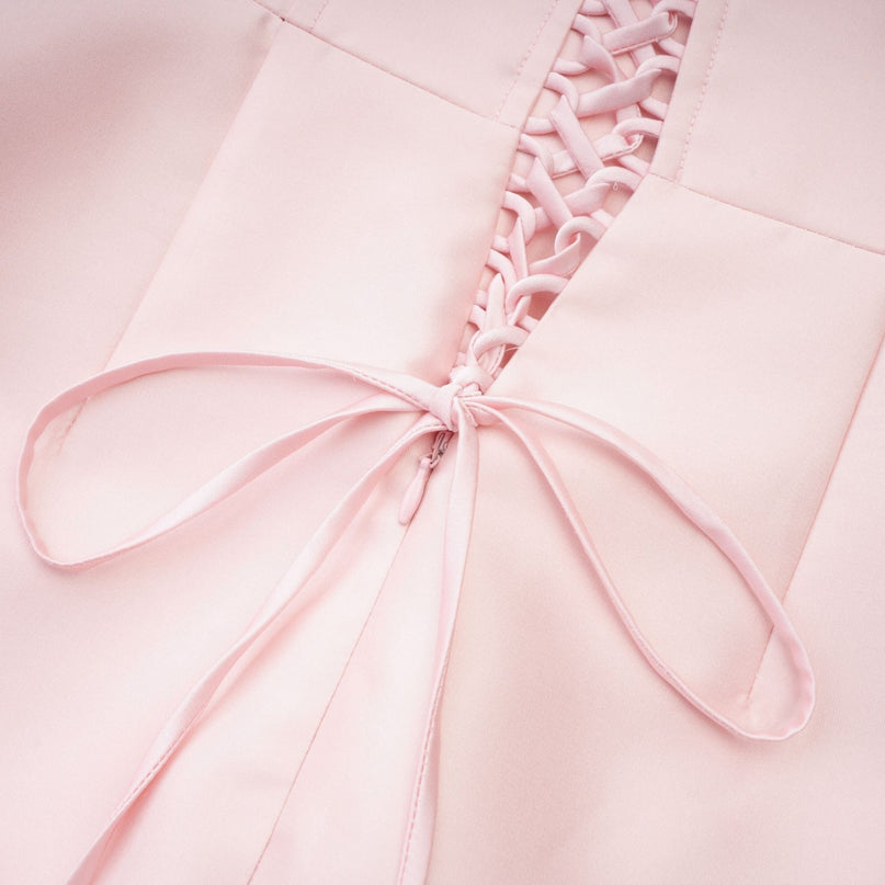 Serenity Pink Faux-Flower Midi Dress