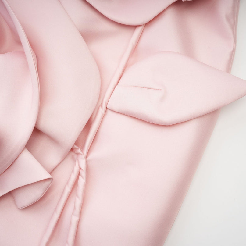 Serenity Pink Faux-Flower Off-Shoulder Midi Dress