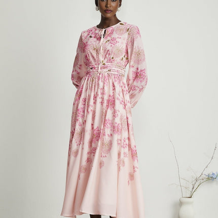 Serenity Pink Floral Midi Dress
