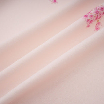 Serenity Pink Floral Midi Dress with Long Puff Sleeves and Pleated Detailing