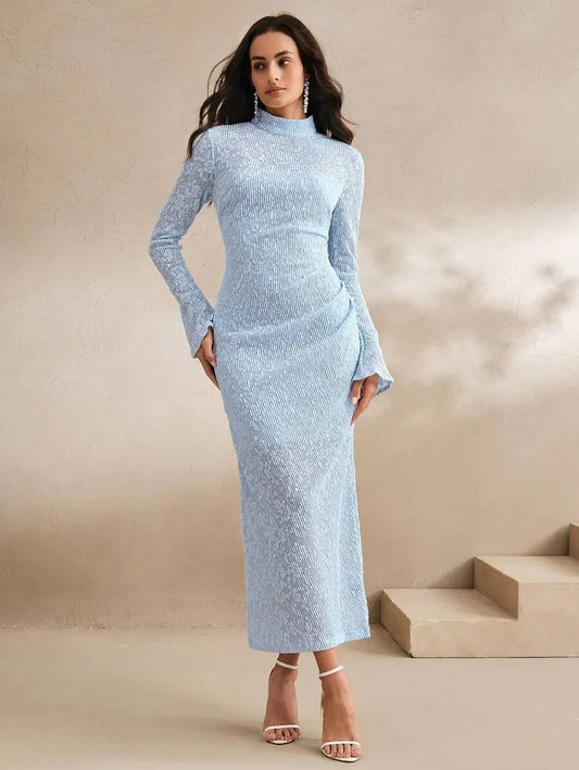 Sexy Elegant Fitted Waist Long Dress For Women Apricot Color Spring Summer Festival Casual Vacation
