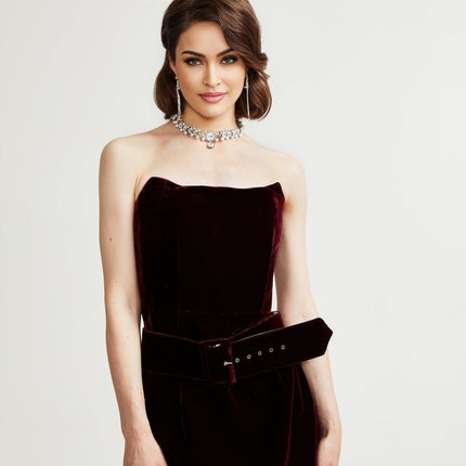 Shayla Purple Velvet Off-the-Shoulder Dress