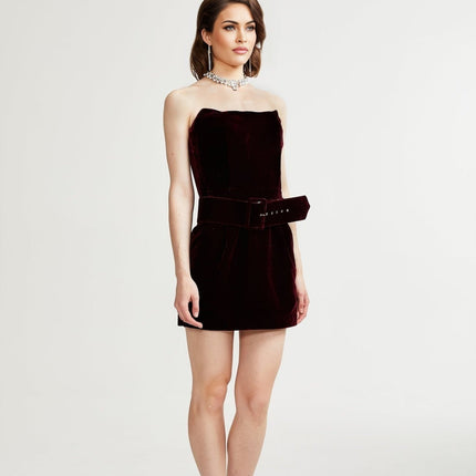 Shayla Purple Velvet Off-the-Shoulder Dress