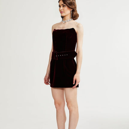 Shayla Purple Velvet Off-Shoulder Dress