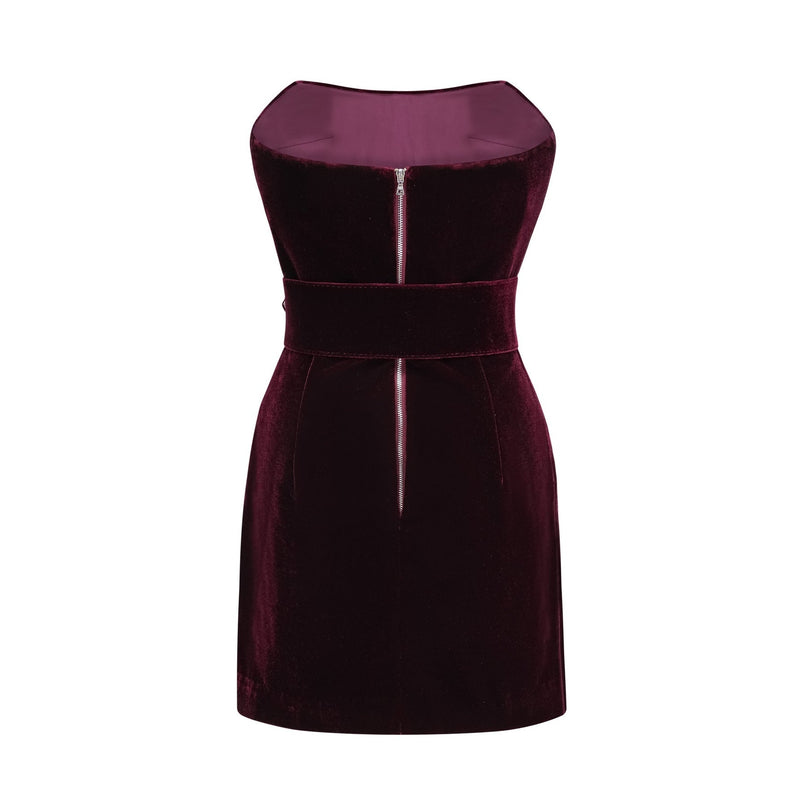 Shayla Purple Velvet Off-Shoulder Dress 100% Polyester