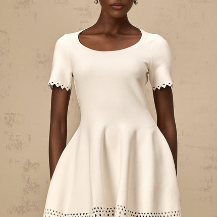 Shiloh White Knitted Cut-Out Mini Dress