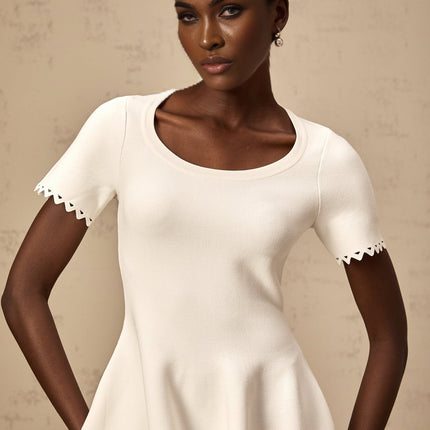 Shiloh White Knitted Cut-Out Mini Dress