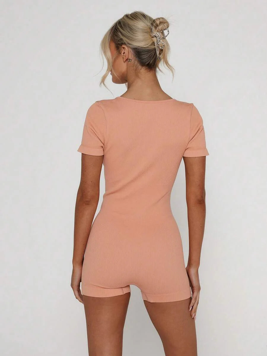 Short Sleeve Seamless Sculpt Fitted Gym Unitard Musera Sport Active Workout Padel Tennis Pickleball