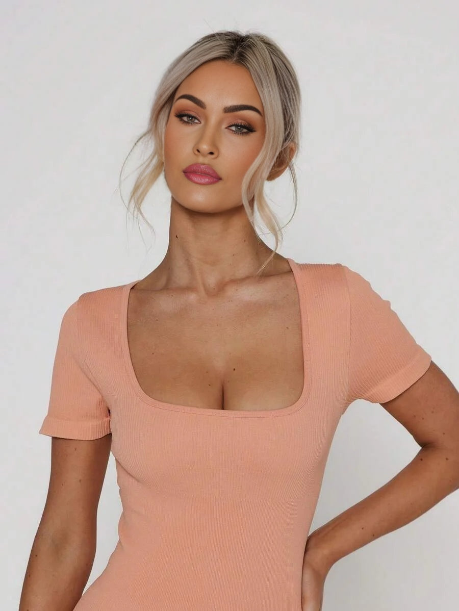 Short Sleeve Seamless Sculpt Fitted Gym Unitard Musera Sport Active Workout Padel Tennis Pickleball