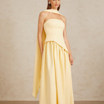 Sidonie Yellow Off-Shoulder Panel Maxi Gown
