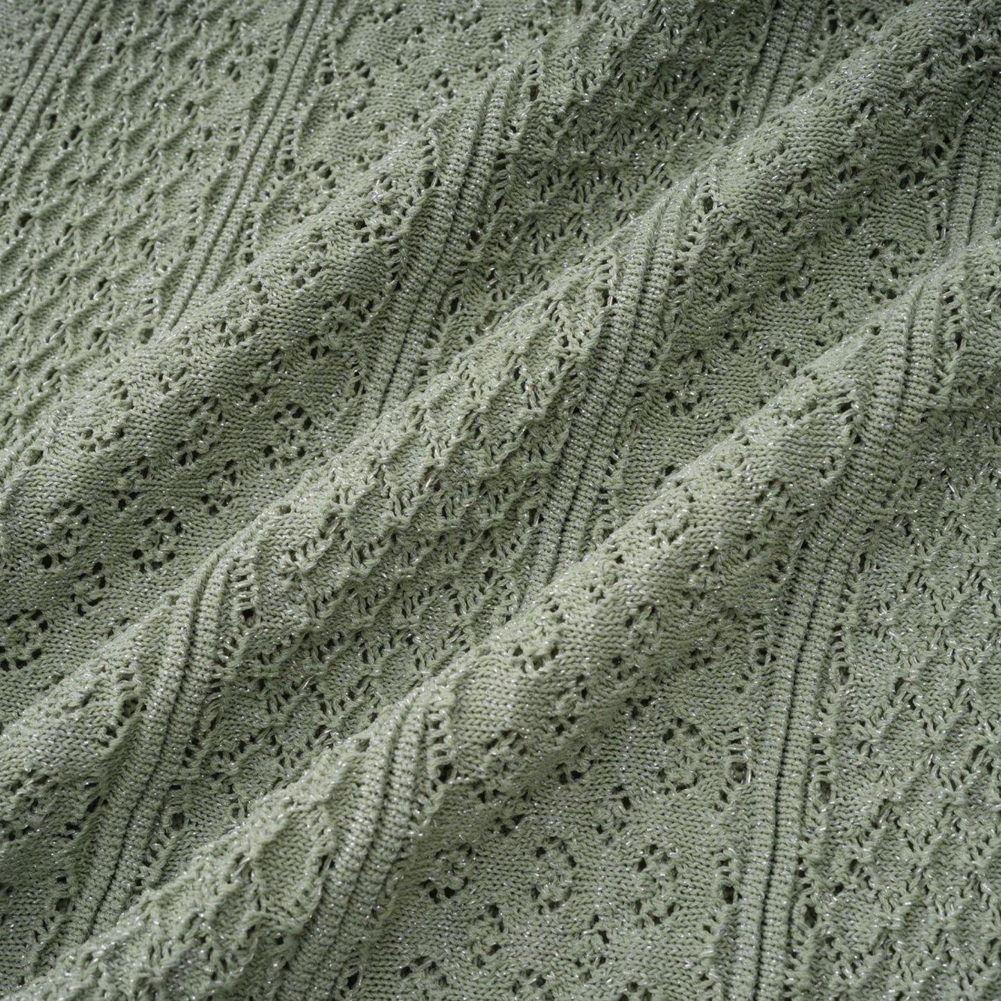 Siena green shirred crochetknit maxi dress