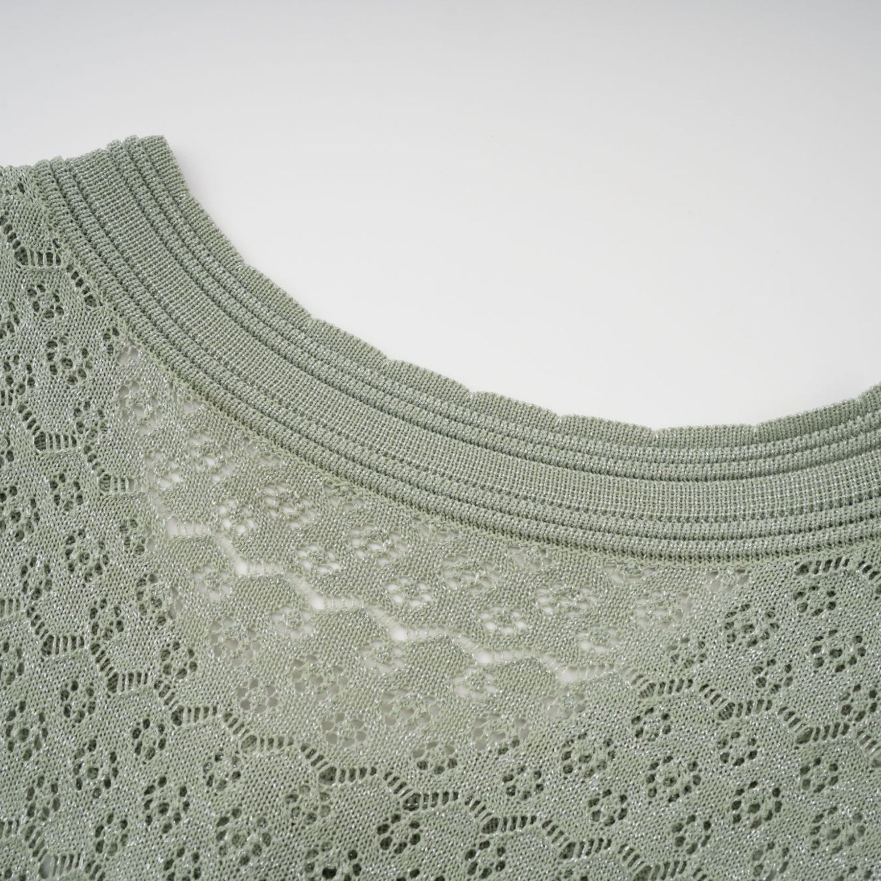 Siena green shirred crochetknit maxi dress