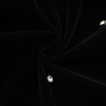 Sienna Black Velvet Crystal Bow Midi Dress