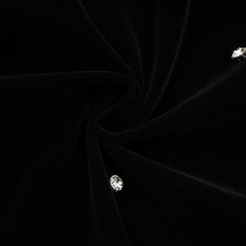 Sienna Black Velvet Crystal Bow Midi Dress