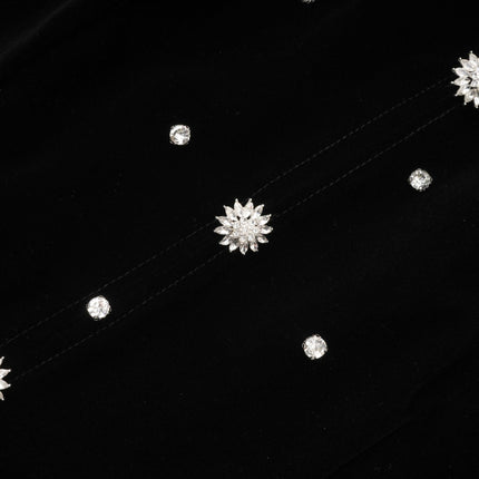 Sienna Black Velvet Crystal Bow Midi Dress