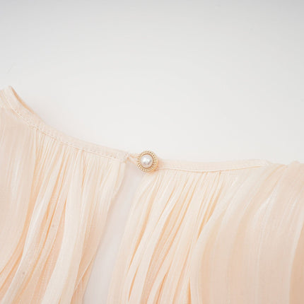 Sienna Mini Dress in Neutrals with Glitter Detailing and Draped Silhouette