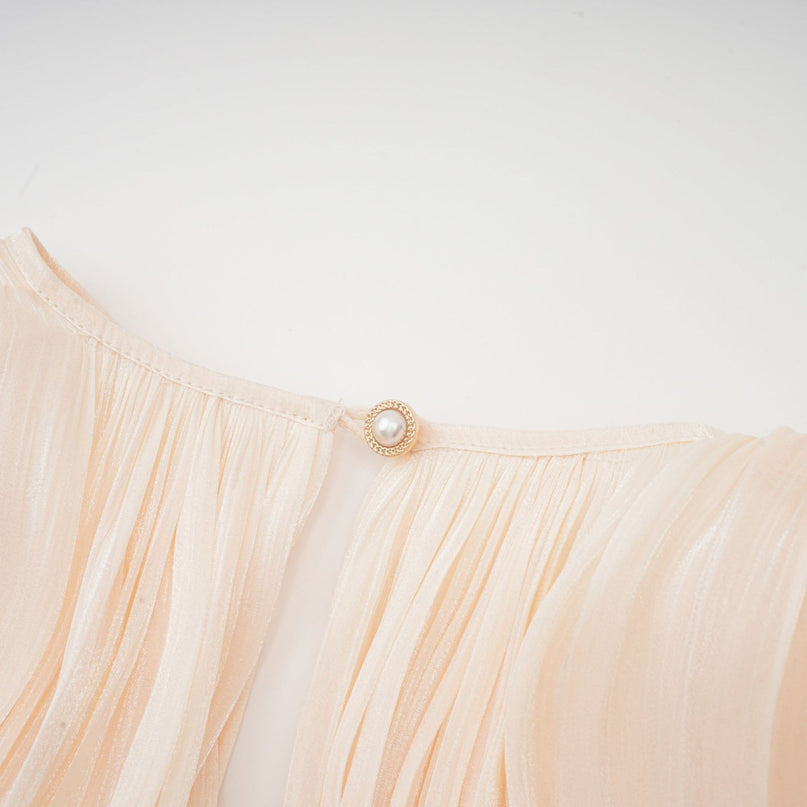 Sienna Mini Dress in Neutrals with Glitter Detailing and Draped Silhouette