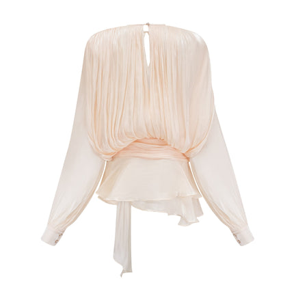 Sienna Mini Dress in Neutrals with Glitter Detailing and Draped Silhouette