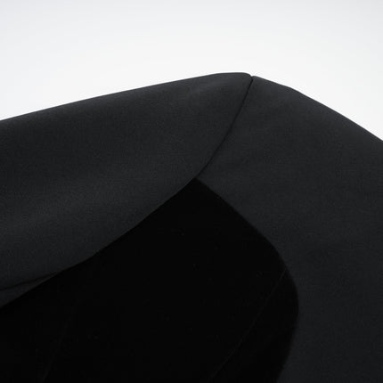 Silvana Black Velvet Jacket with V-Neck Design and Waist Tightened Detailing